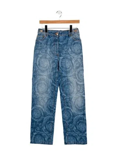 Pre-owned Versace Low-rise Straight Leg Jeans In Blue