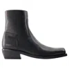 Versace Black Leather Ankle Boots In Black