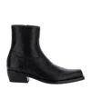 Versace Black Leather Ankle Boots In Black