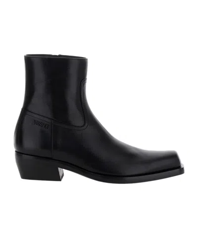 VERSACE VERSACE SQUARE-TOE ZIPPED BOOTS