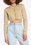 Versace Textured Barocco Knit Sweater In Beige