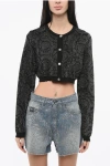 Versace Lurex Cropped Cardigan With Barocco Motif