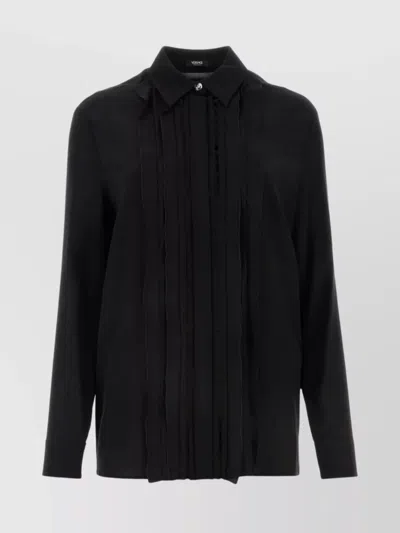 Versace Luxe Silk Crepe Shirt In Black
