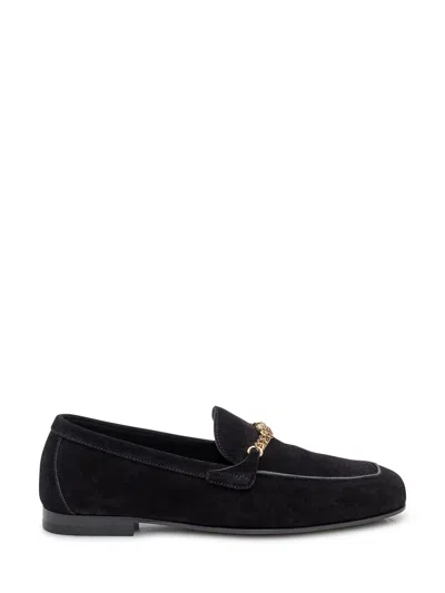 Versace Luxurious Leather Loafers In Black