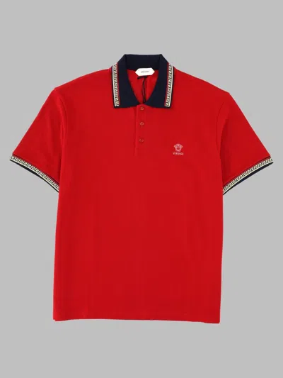 Versace Luxury 100% Cotton Polo Shirt In Red