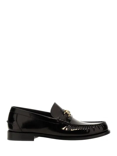 Versace Luxury Goat Leather Flat Shoes For Men - Ss26 Collection In Black
