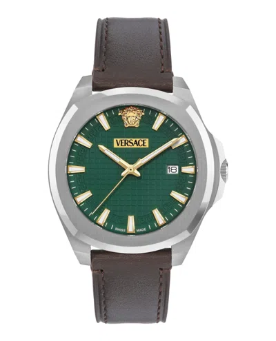 Versace Luxury Leather Watch In Burgundy
