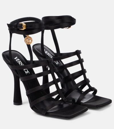 Versace Lycia Satin Sandals In Black