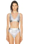 Versace Lycra Bikini Top In Silver