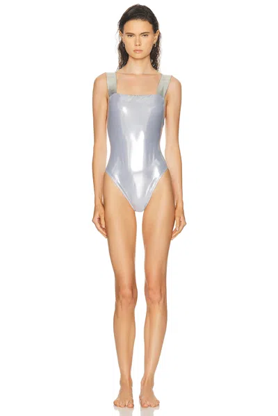 Versace Metallic One-piece Swimsuit In Silver