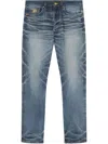Versace Blue Jeans With Regular Fit And Medusa Hardware In Blue