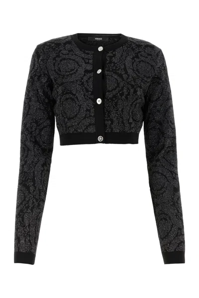 VERSACE CARDIGAN IN MISTO VISCOSA STRETCH RICAMATO DONNA