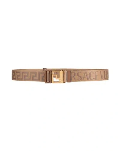 Versace Man Belt Camel Size Onesize Leather, Textile Fibers In Sand