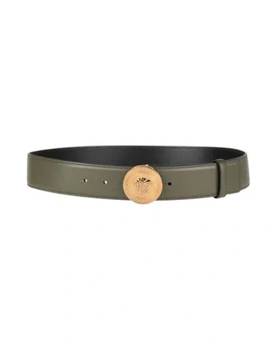 Versace Man Belt Military Green Size 38 Calfskin