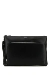 Versace Black Leather Large Cargo Clutch In Black