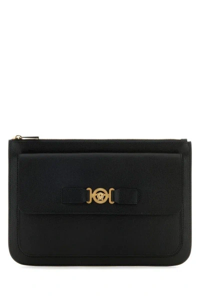 Versace Man Black Leather Large Medusa Biggie Clutch