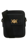 Versace Man Black Leather Medusa Biggie Crossbody Bag In Black