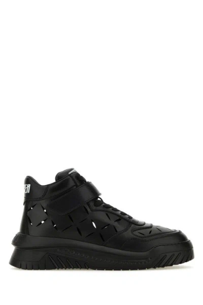 Versace Odissea Sneakers With Cut-outs In Black Palladium (black)