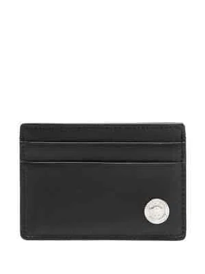 Pre-owned Versace Man Black-palladium Wallet - Dpn2467 100% Original