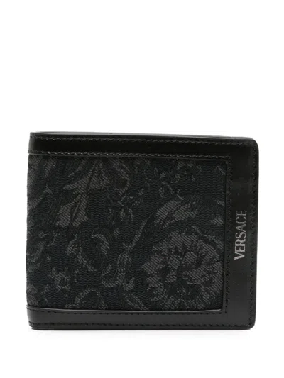 Versace Man Black+black Ruthenium Wallet Dpu2463 In 黑色+黑色正森