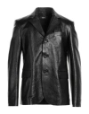 Versace Man Blazer Black Size 38 Calfskin In Black