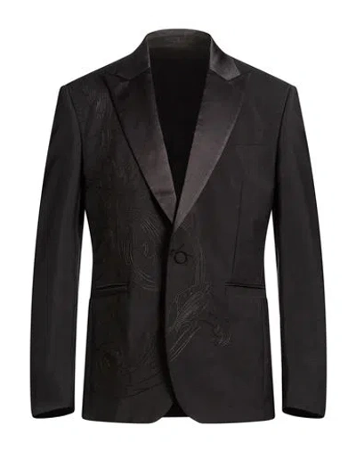 Versace Man Blazer Black Size 46 Superkid Mohair, Virgin Wool