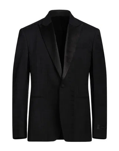 Versace Man Blazer Black Size 44 Wool, Mohair Wool, Silk