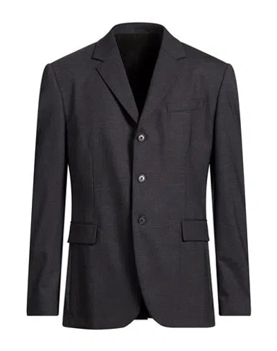 Versace Man Blazer Charcoal Size 42 Virgin Wool, Elastane In Black