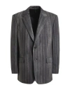 Versace Notch Lapel Wool Formal Jacket In Grey