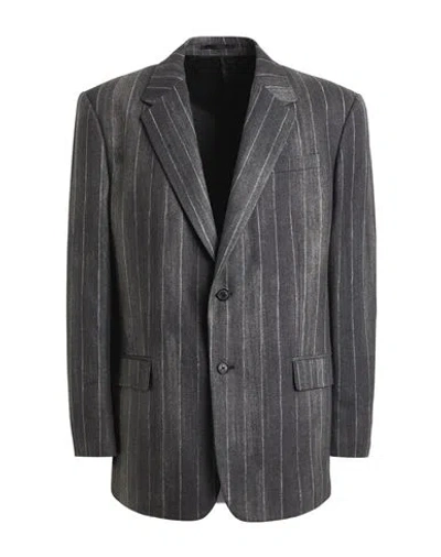 Versace Notch Lapel Wool Formal Jacket In Grey