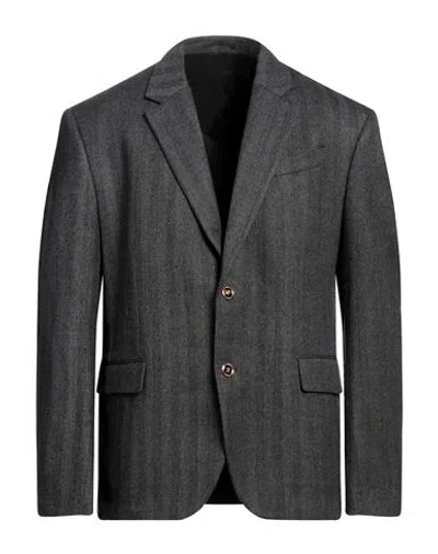 Versace Man Blazer Lead Size 42 Cashmere, Cupro In Grey