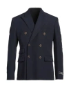Versace Grain De Poudre Wool Blazer In Blue