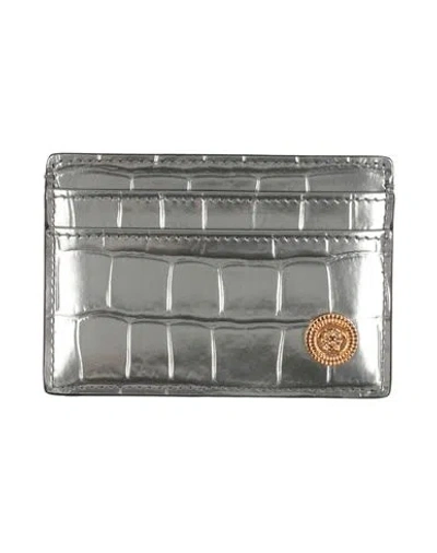 Versace Man Cardholder Gunmetal Size - Calfskin In Gray