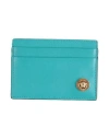 Versace Man Cardholder Turquoise Size - Calfskin In Blue