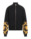 Versace Man Cardigan Black Size 42 Cotton, Virgin Wool, Polyester In Multi