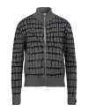Versace Virgin Wool Blend Zip-up Pullover With Crocodile Motif In Grey