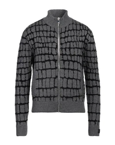VERSACE VERSACE MAN CARDIGAN LEAD SIZE 40 VIRGIN WOOL, VISCOSE, POLYAMIDE, CALFSKIN