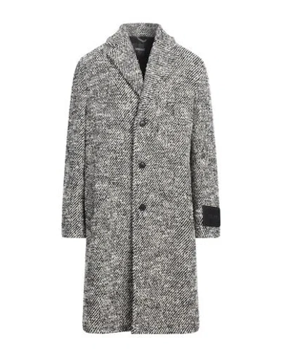 Versace Man Coat Black Size 40 Virgin Wool, Polyamide, Lambskin In Gray