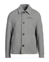 Versace Wool Fabric Jacket Embroidered In Grey
