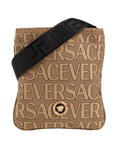 Versace Man Cross-body Bag Brown Size - Polyester, Cotton
