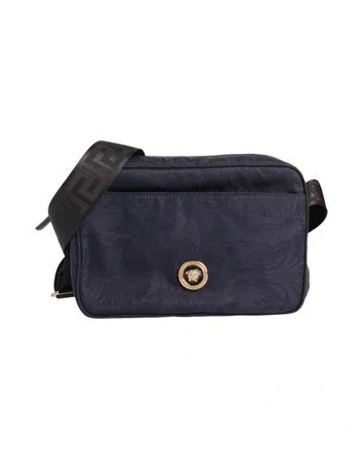 Versace Man Cross-body Bag Midnight Blue Size - Polyamide, Calfskin