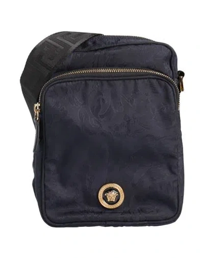 Versace Man Cross-body Bag Midnight Blue Size - Polyamide, Calfskin