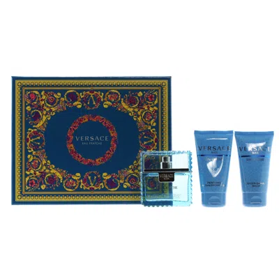 Versace Man Eau Fraiche Set - 1.7 oz Edt Spray/ 1.7 oz After Shave Balm/ 1.7 oz Shower Gel