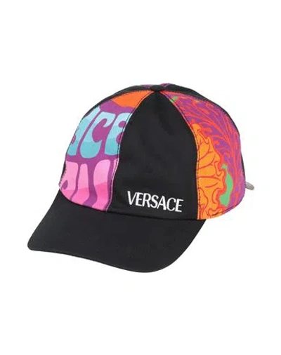 Versace Man Hat Black Size 7 ⅜ Cotton In Pattern