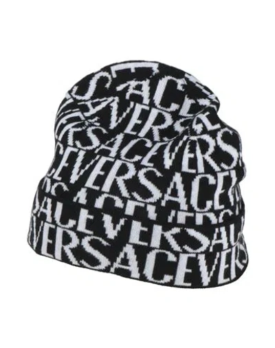 Versace Man Hat Black Size Onesize Wool, Cotton
