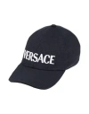 Versace Man Hat Navy Size 7 ⅛ Virgin Wool, Polyester In Navy