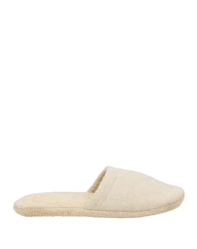 Versace Man House Slipper Beige Size 12-13 Cotton, Acetate In Neutral