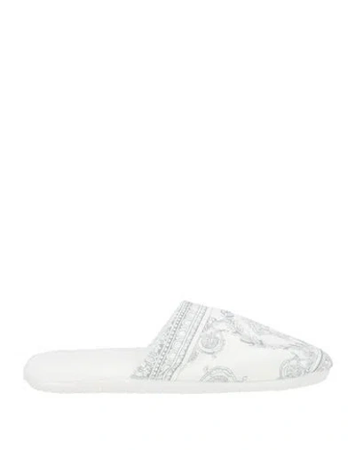 Versace Man House Slipper White Size 12-13 Cotton