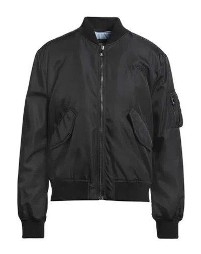 Versace Man Jacket Black Size 44 Polyamide, Viscose, Polyester, Acrylic, Cotton