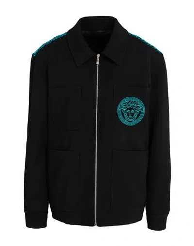 Versace Man Jacket Black Size 44 Virgin Wool, Polyamide, Polyester